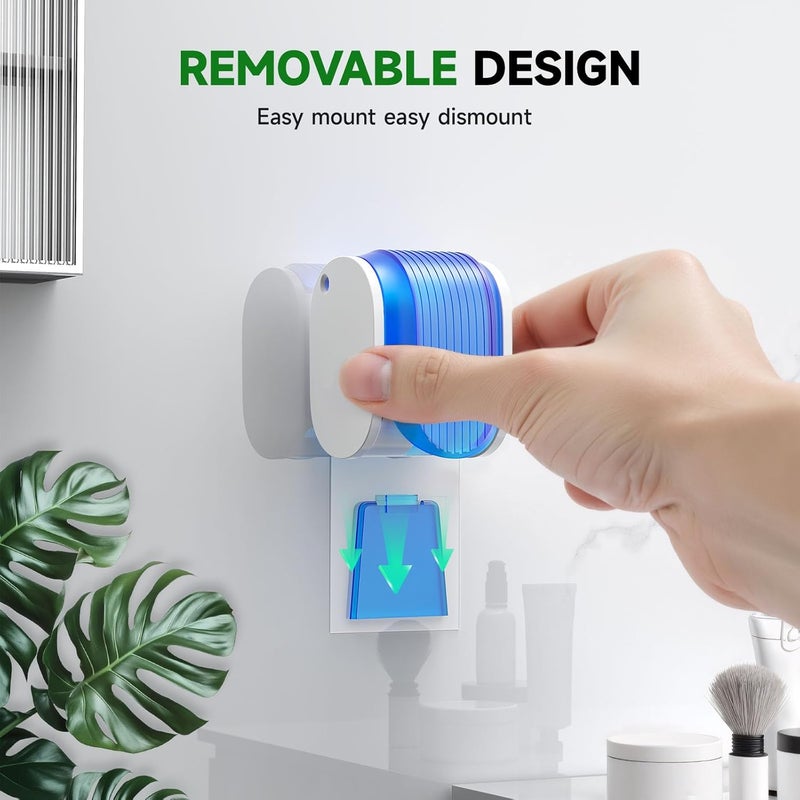 LUWUIDEN 2 Pcs Toothbrush Holders Wall Mounted, Single Slot Design, Shower Self Adhesive Wall Mounted Toothbrush Holder with Cover, Waterproof and Dustproof, Suitable for Bathroom, Family, Travel (Blue) - Image 5